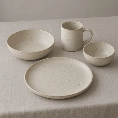 Sunday ceramic set — primary finish — alternate angle